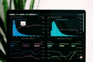 Campaign performance dashboard on a dark screen